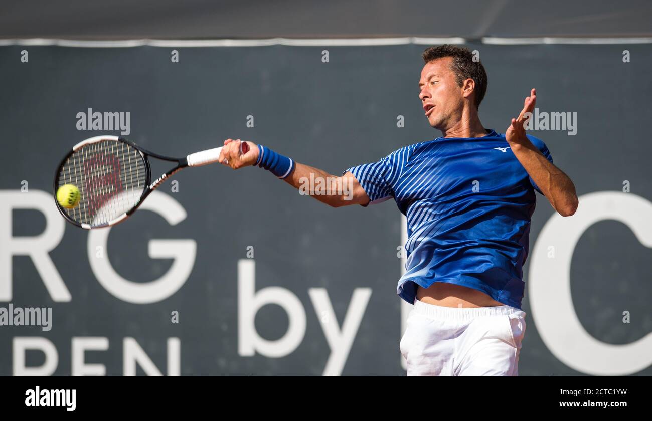 21 septembre 2020, Hambourg : circuit ATP de tennis - Open d'Allemagne, singles, men, 1er tour dans le stade de Rothenbaum. Kohlschreiber (Allemagne) - Fognini (Italie). Philipp Kohlschreiber en action. Photo: Daniel Bockwoldt/dpa Banque D'Images
