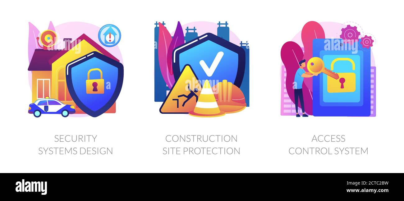 Illustrations vectorielles abstraites de concept des services de sécurité de la construction. Illustration de Vecteur