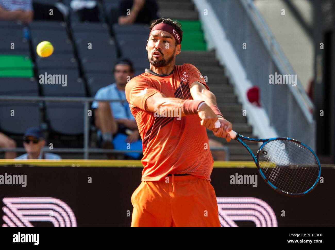 21 septembre 2020, Hambourg : circuit ATP de tennis - Open d'Allemagne, singles, men, 1er tour dans le stade de Rothenbaum. Kohlschreiber (Allemagne) - Fognini (Italie). Fabio Fognini en action. Photo: Daniel Bockwoldt/dpa Banque D'Images