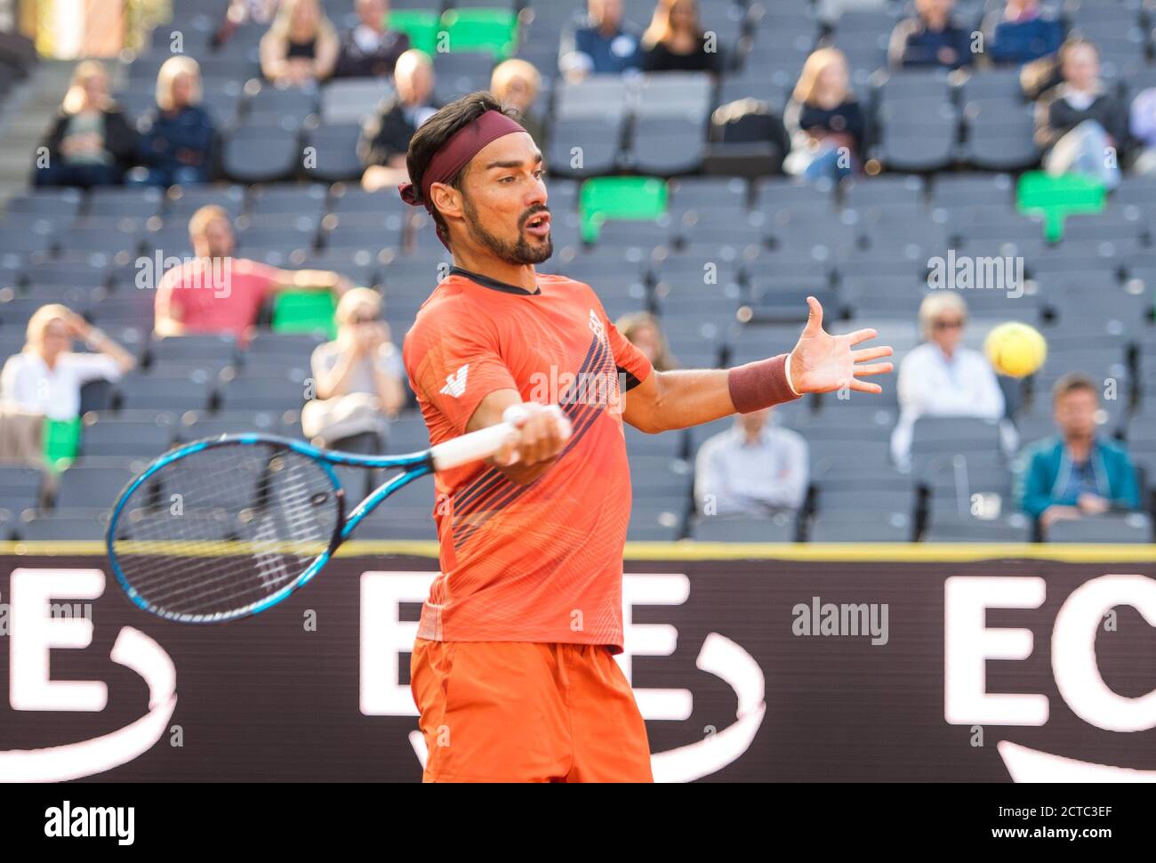 21 septembre 2020, Hambourg : circuit ATP de tennis - Open d'Allemagne, singles, men, 1er tour dans le stade de Rothenbaum. Kohlschreiber (Allemagne) - Fognini (Italie). Fabio Fognini en action. Photo: Daniel Bockwoldt/dpa Banque D'Images
