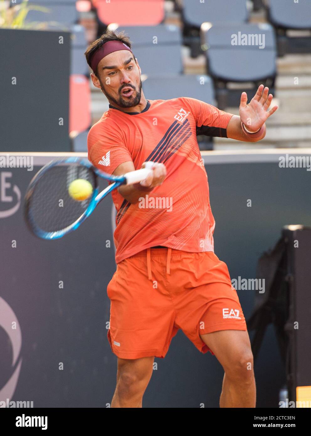 21 septembre 2020, Hambourg : circuit ATP de tennis - Open d'Allemagne, singles, men, 1er tour dans le stade de Rothenbaum. Kohlschreiber (Allemagne) - Fognini (Italie). Fabio Fognini en action. Photo: Daniel Bockwoldt/dpa Banque D'Images