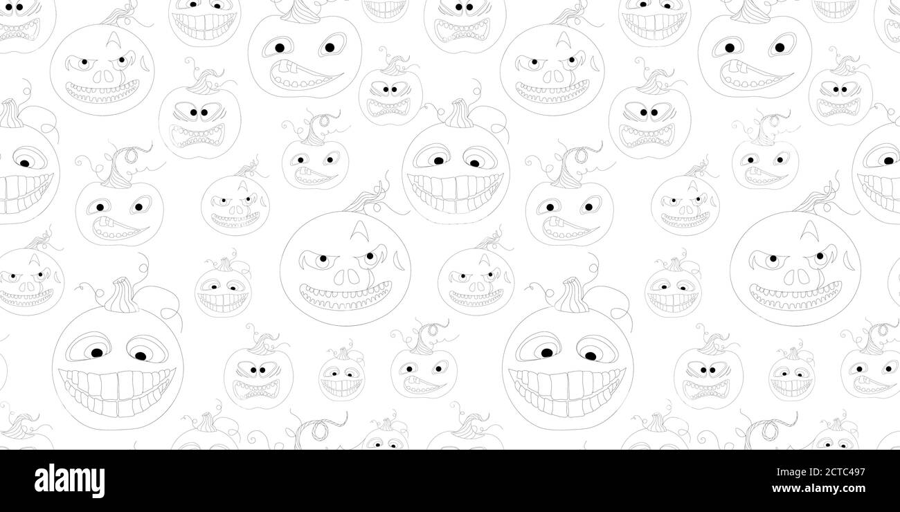 Livre de coloriage Halloween. Citrouille amusante sur fond blanc. Coloriage pour enfants. Illustration de Vecteur