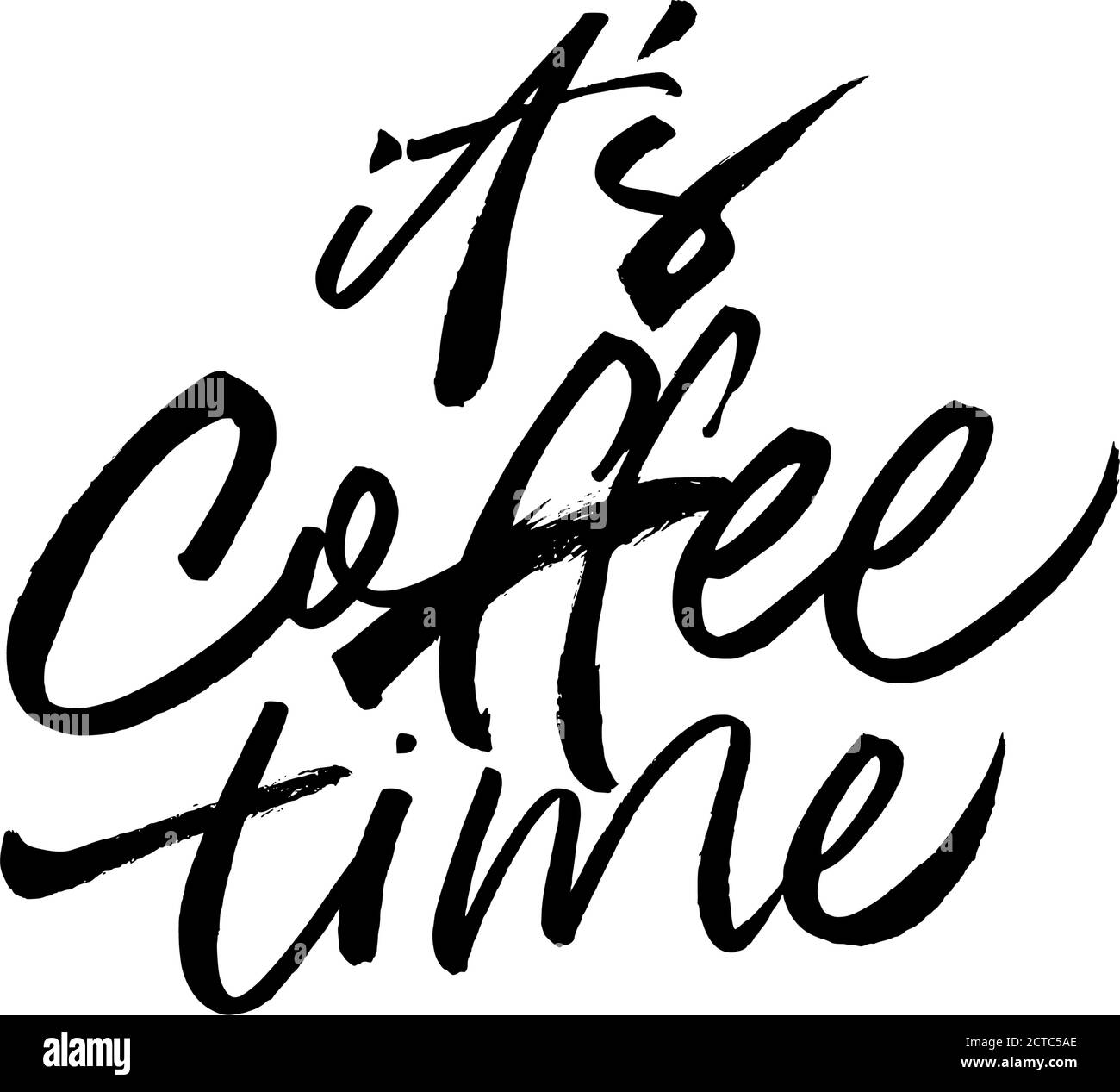 Il s'agit du lettrage vectoriel de la brosse à encre de temps de café. Illustration de Vecteur