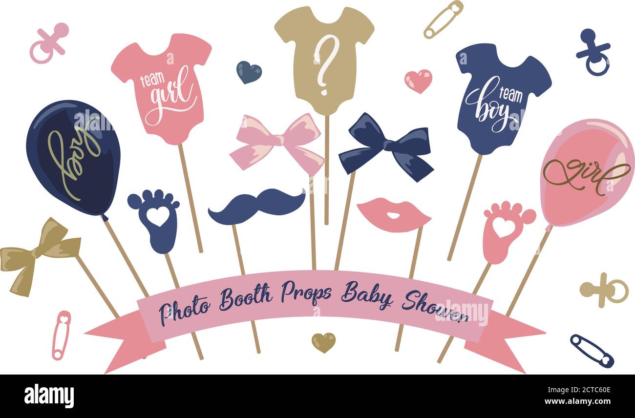 Cabine Photo Accessoires Douche Bebe Elements De Conception Et Decoration Pour Bebe Garcon Et Fille Baguette Pour Nouveau Ne Ensemble De Corps Photobooth Pour Parents Mamelon Image Vectorielle Stock Alamy