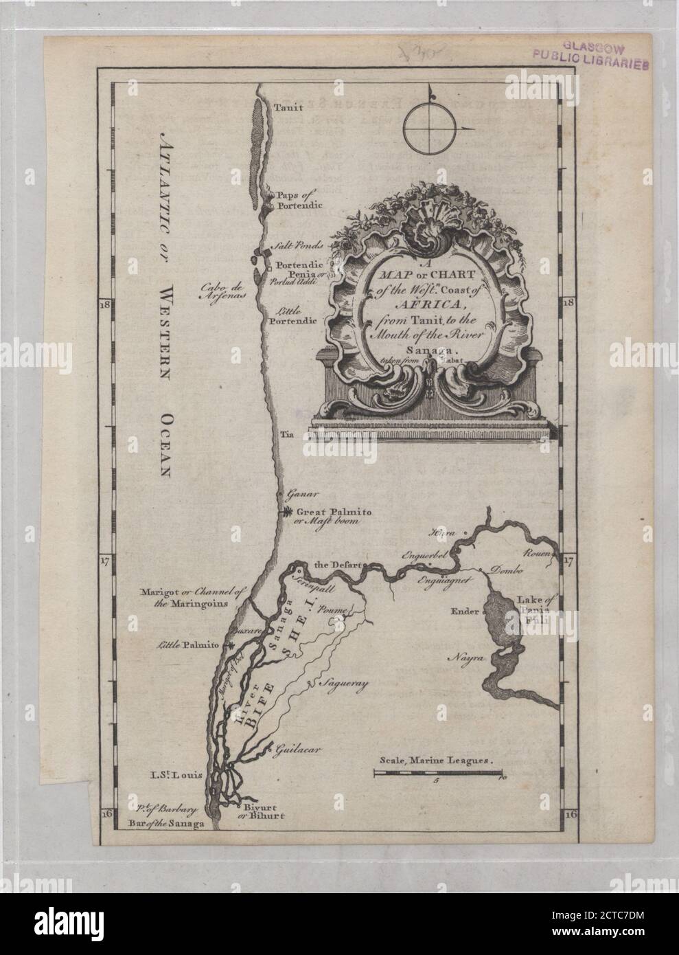 Une carte de la côte ouest de l'Afrique, de Tanit à l'embouchure de la rivière Sanaga, cartographique, 1700 - 1799 Banque D'Images
