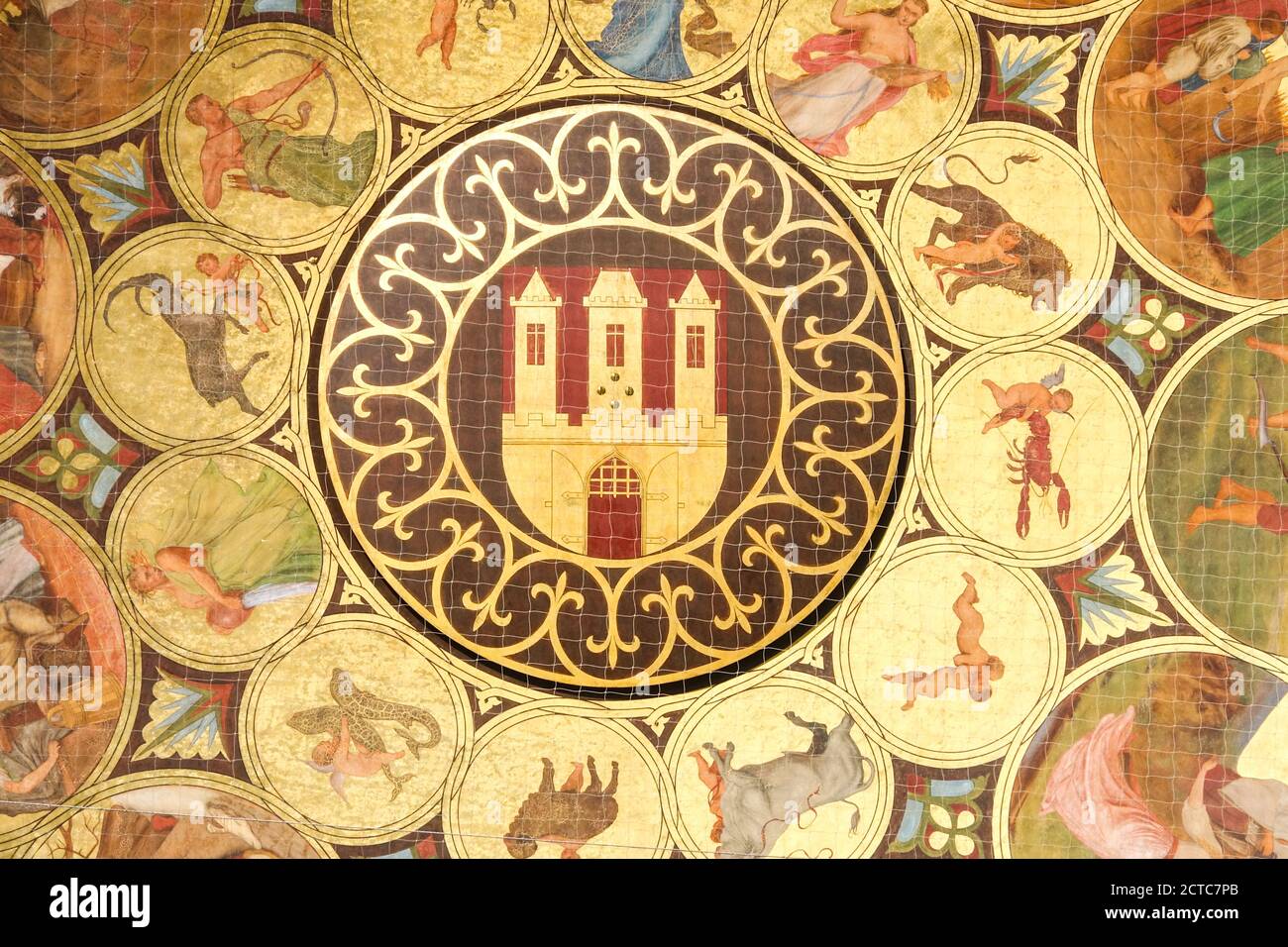 Horloge astronomique de Prague plaque de calendrier - Zodiac de Josef Manes à partir de 1865 grandes horloges Banque D'Images