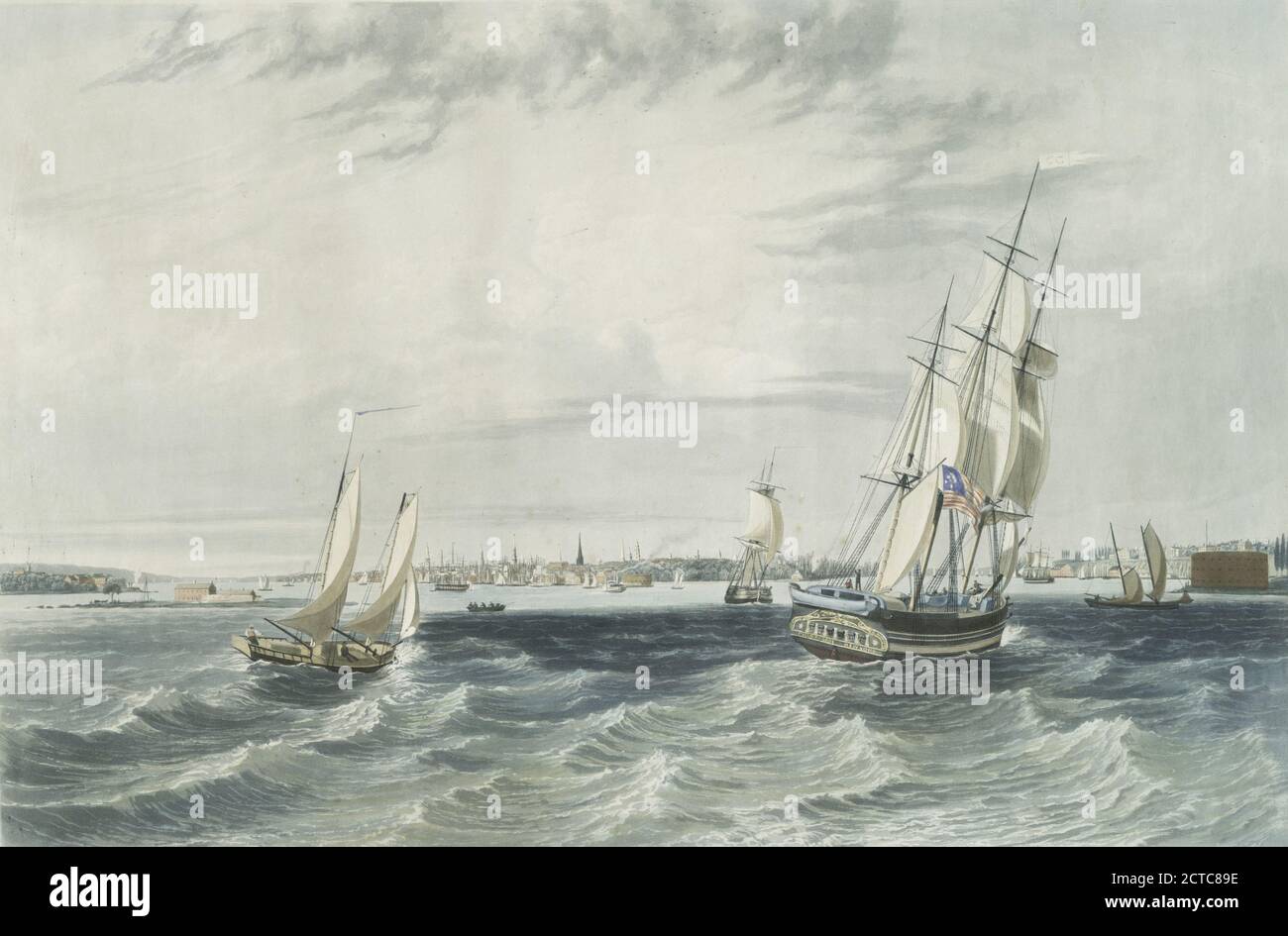 New York. Prise de la baie près de l'île de Bedlows., image fixe, Prints, 1836, Chapman, J. G. (John Gadsby) (1808-1889 Banque D'Images