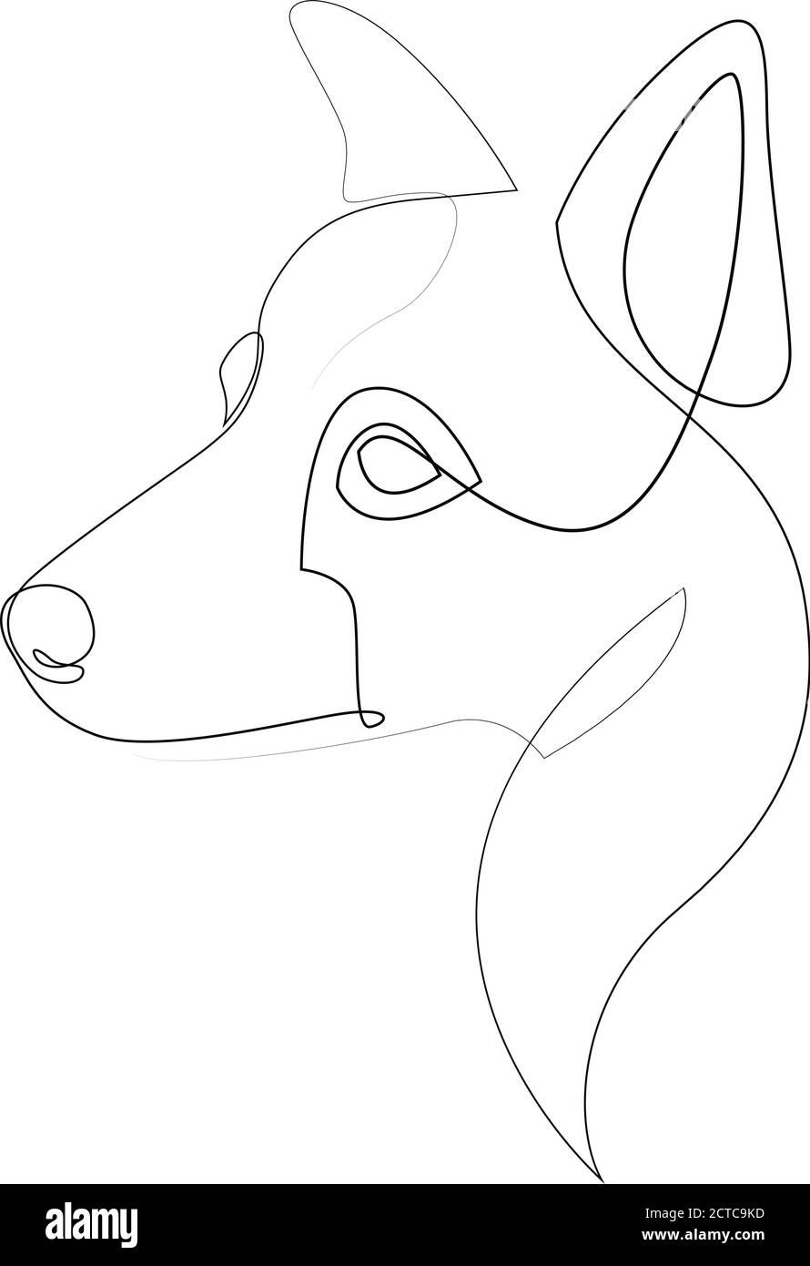 Bordure Collie vecteur Portrait de chien. Ligne continue. Dessin de la ligne de chien Illustration de Vecteur