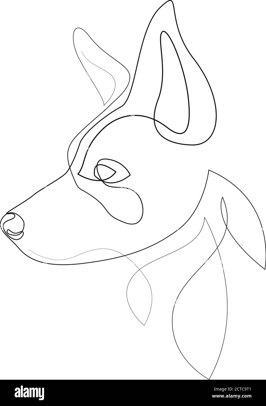 Bordure Collie vecteur Portrait de chien. Ligne continue. Dessin de la ligne de chien Illustration de Vecteur