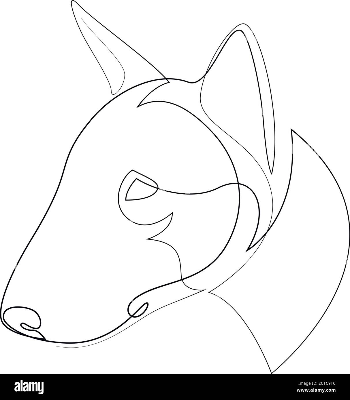 Portrait de chien vecteur Bull Terrier. Ligne continue. Dessin de la ligne de chien Illustration de Vecteur