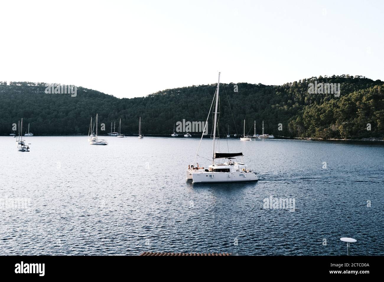 Catamaran dans la mer Adriatique Banque D'Images