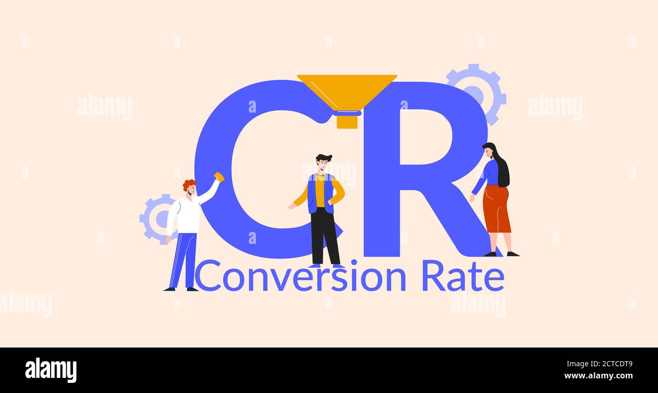 Illustration du taux de conversion CR. Optimisation de marketing et stratégie d'affaires pour trouver le trafic sur les sites Web. Illustration de Vecteur