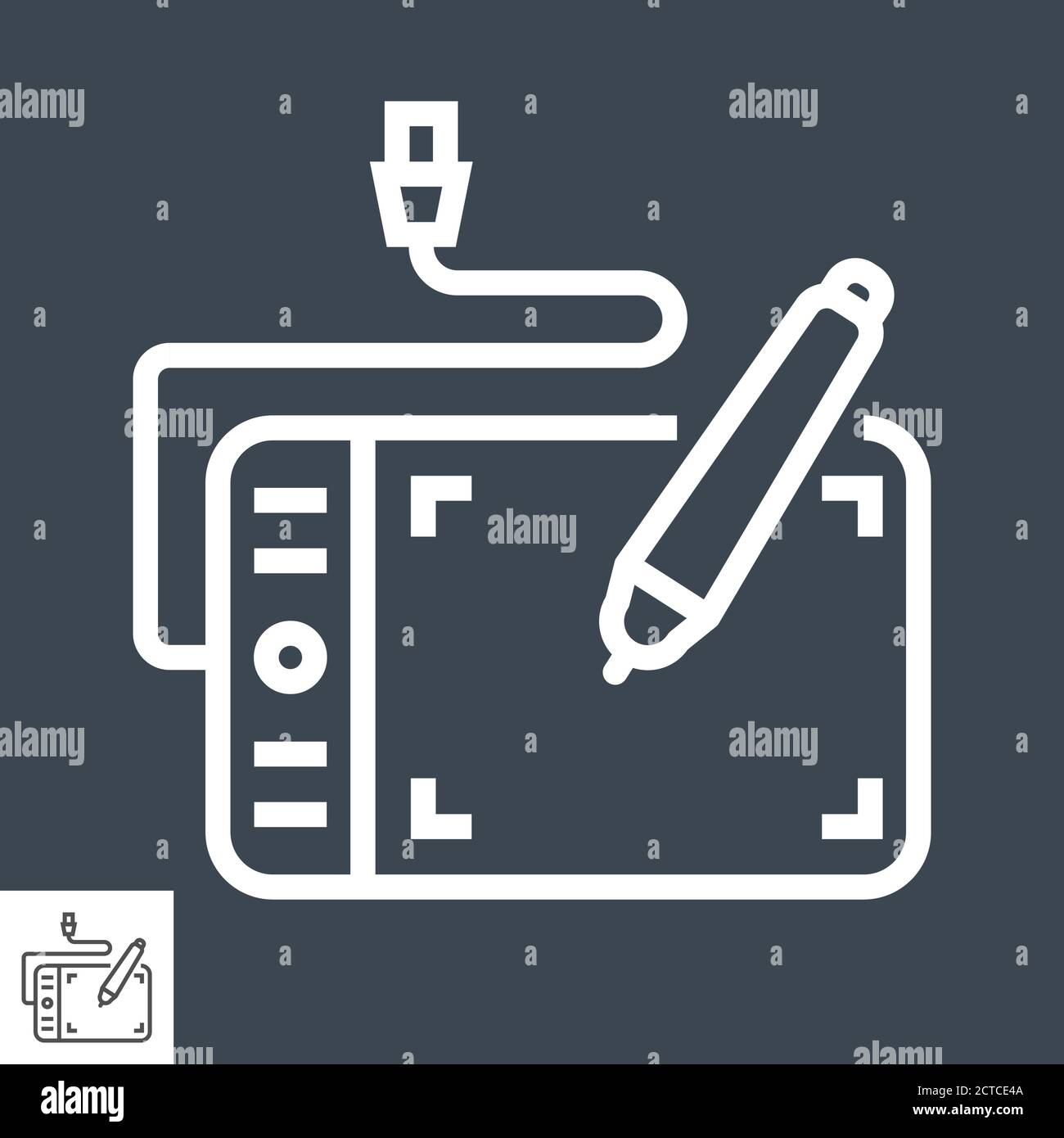 Icône de la ligne de la tablette graphique Illustration de Vecteur