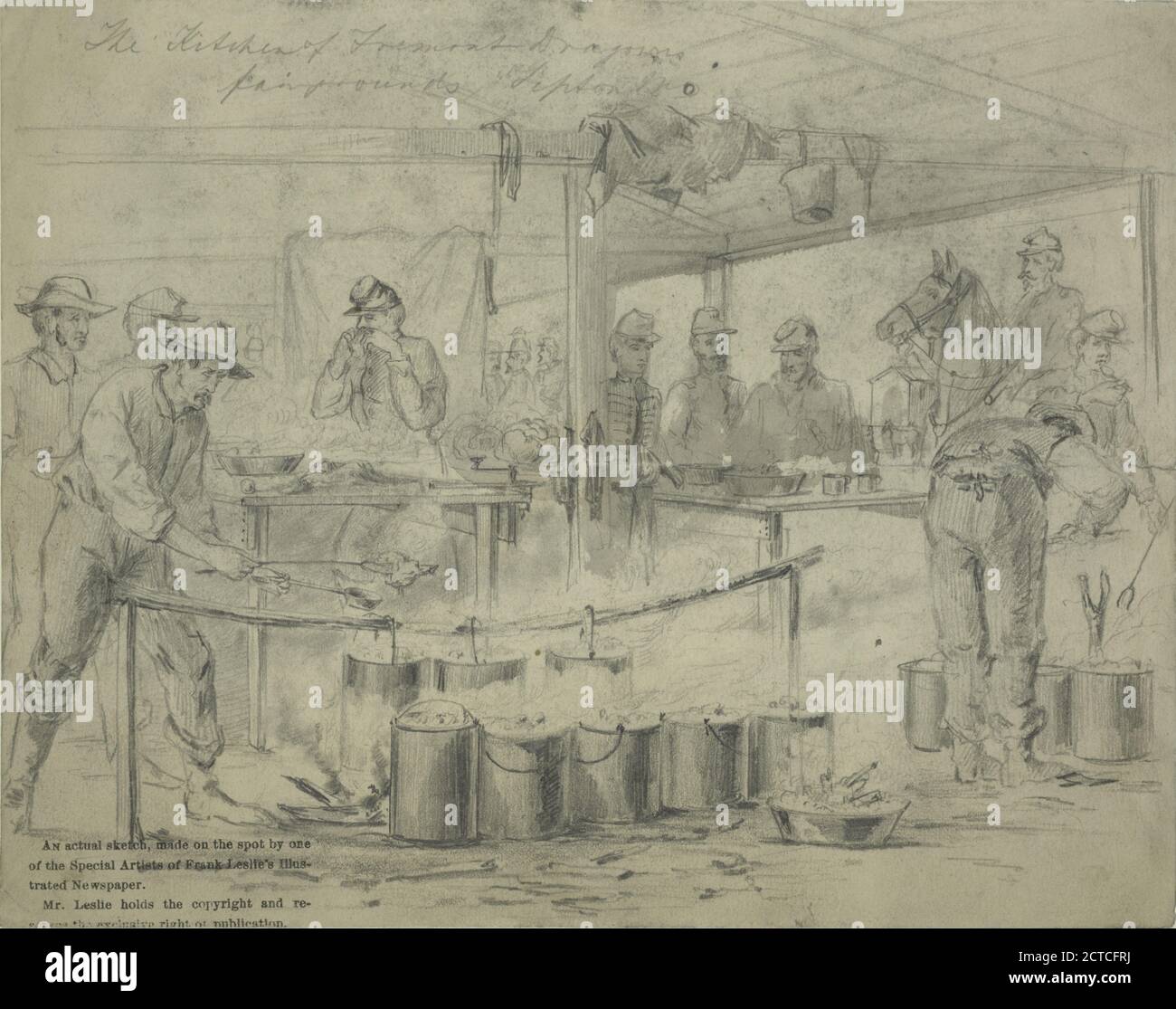 La cuisine de Fremont Dragoons, parc d'expositions, Tipton, Md. 13 octobre 1861. Publié le 2 novembre 1861., image fixe, esquisses, 1861 - 1864 Banque D'Images