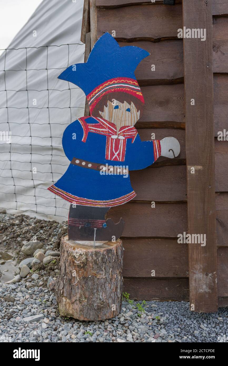 Alta Sami Siida, Øvre-Alta, Finnmark, Norvège. Sapmi, samisk, figurine en bois, Banque D'Images