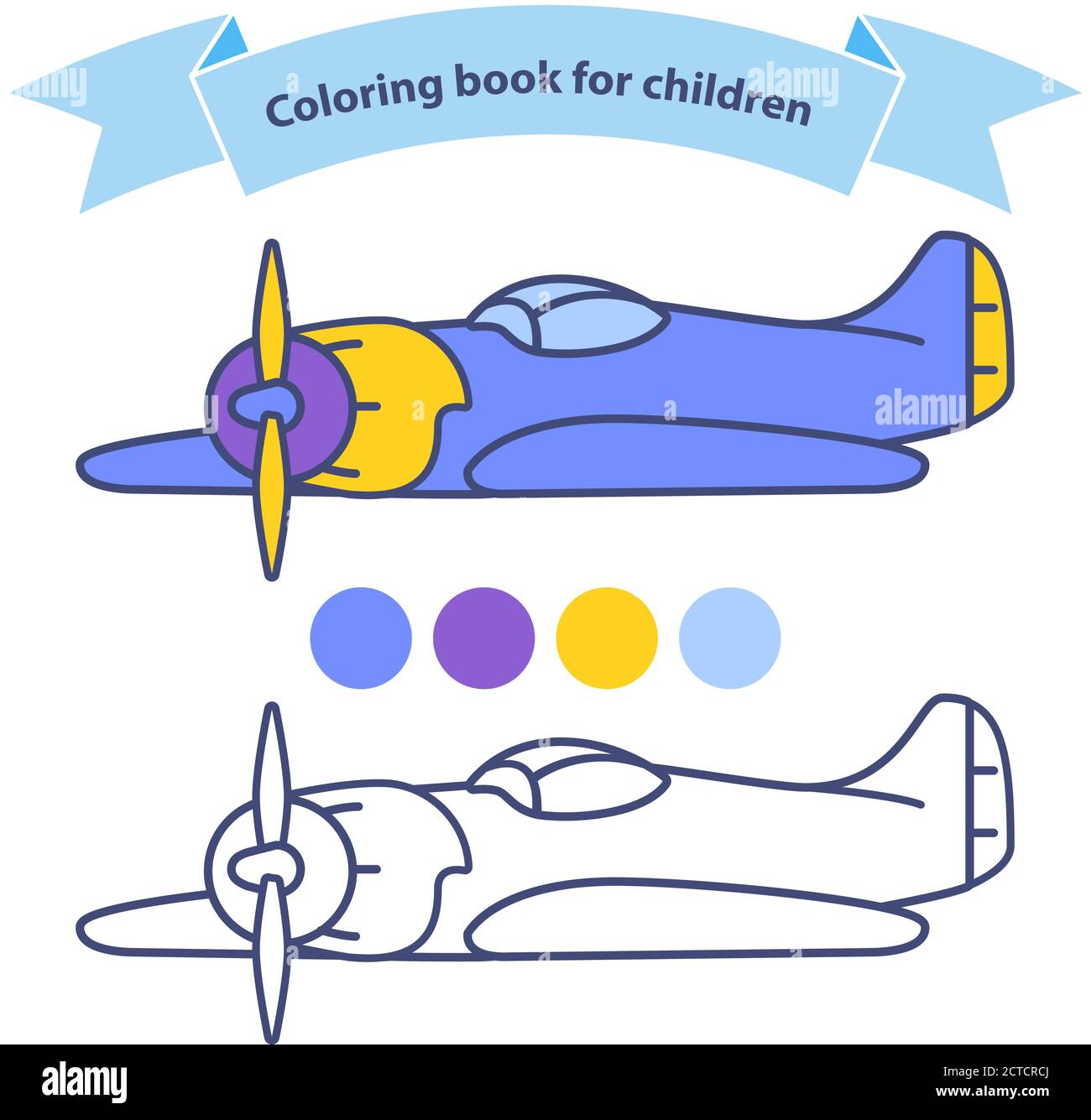 Livre de coloriage pour les enfants d'un avion de chasse militaire ancien. Illustration de Vecteur