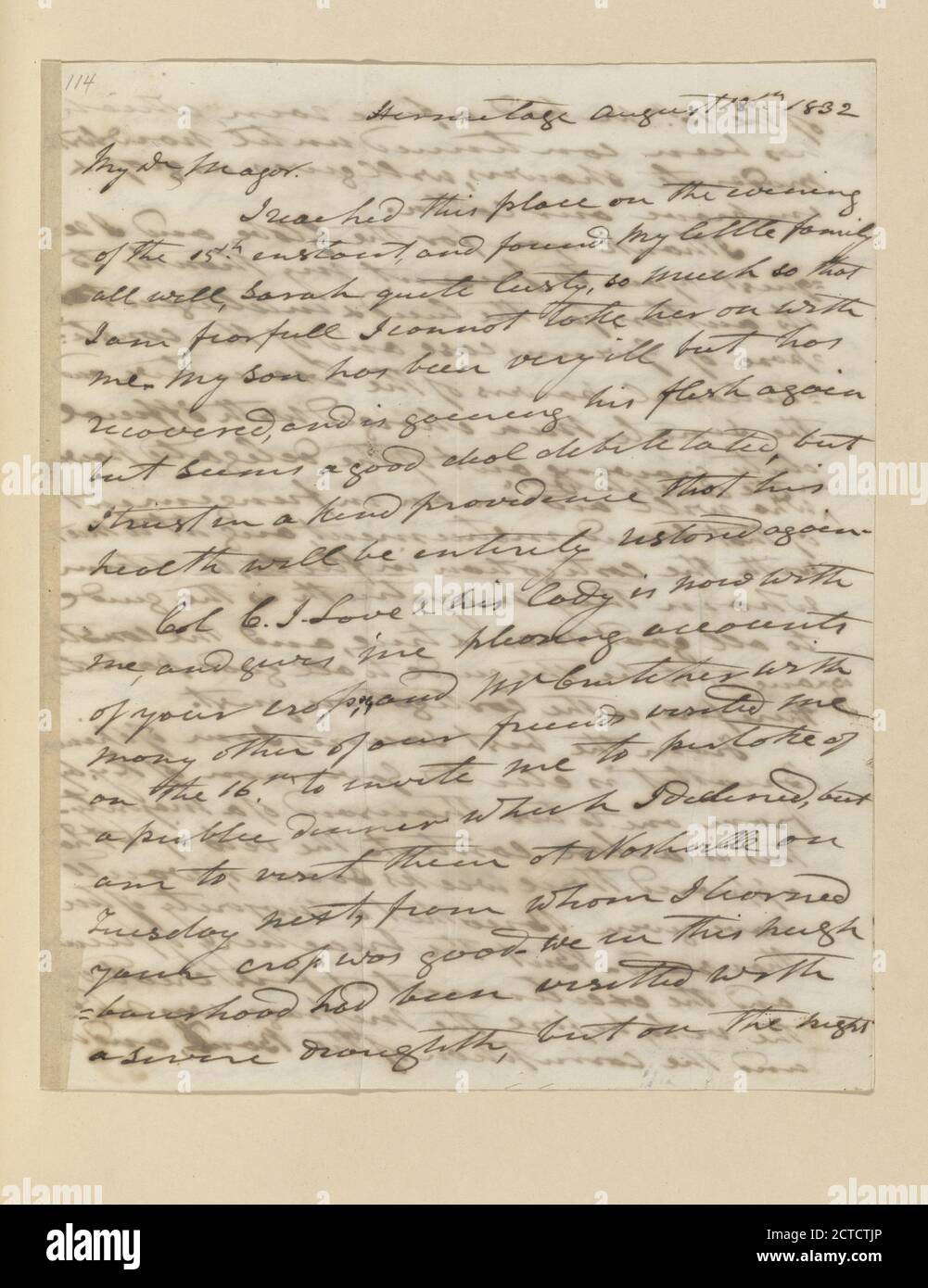 Andrew Jackson à William B. Lewis, texte, correspondance, 1832, Jackson, Andrew, 1767-1845 Banque D'Images