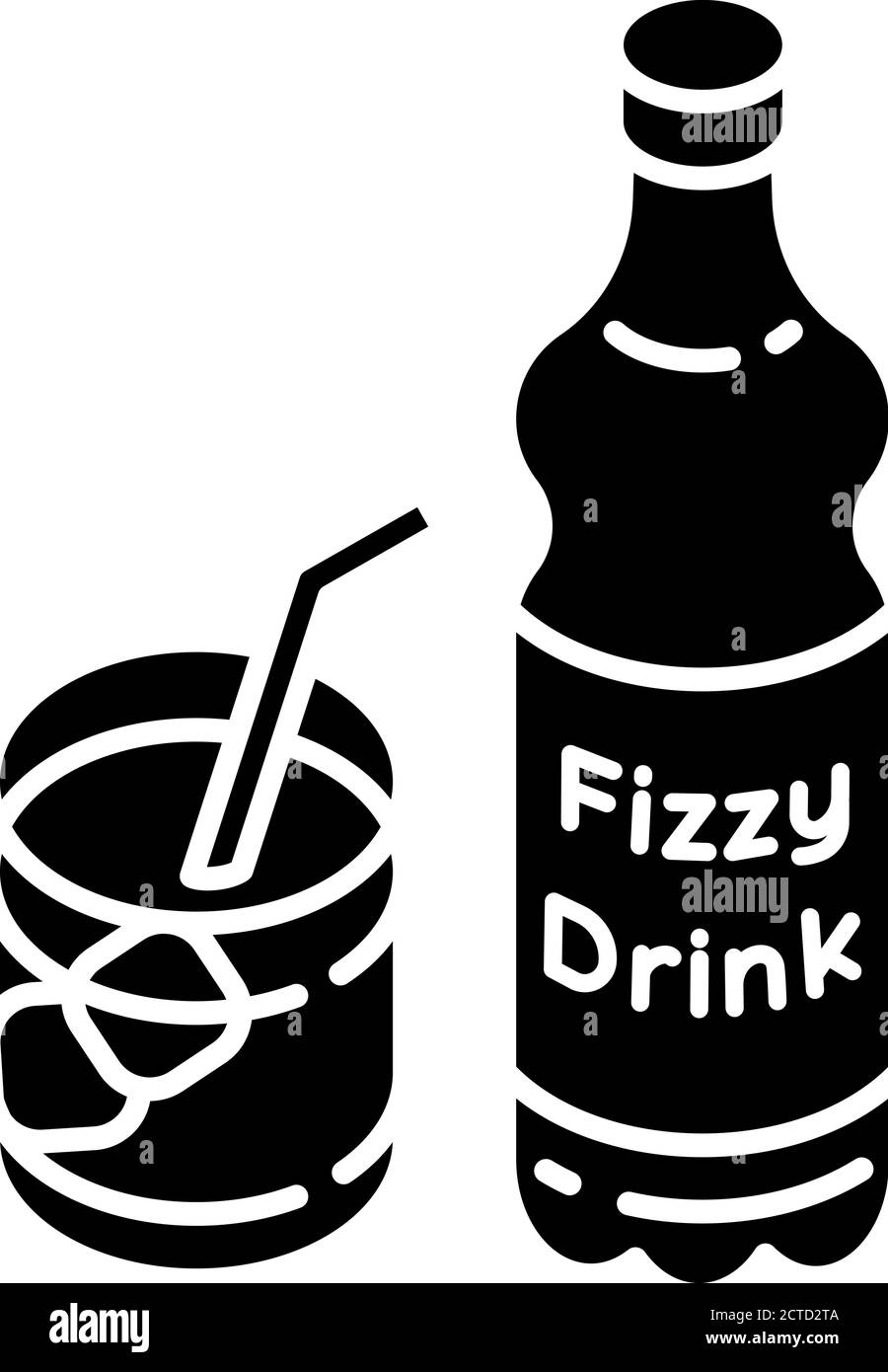 Icône de glyphe noir en forme de boisson gazeuse Illustration de Vecteur