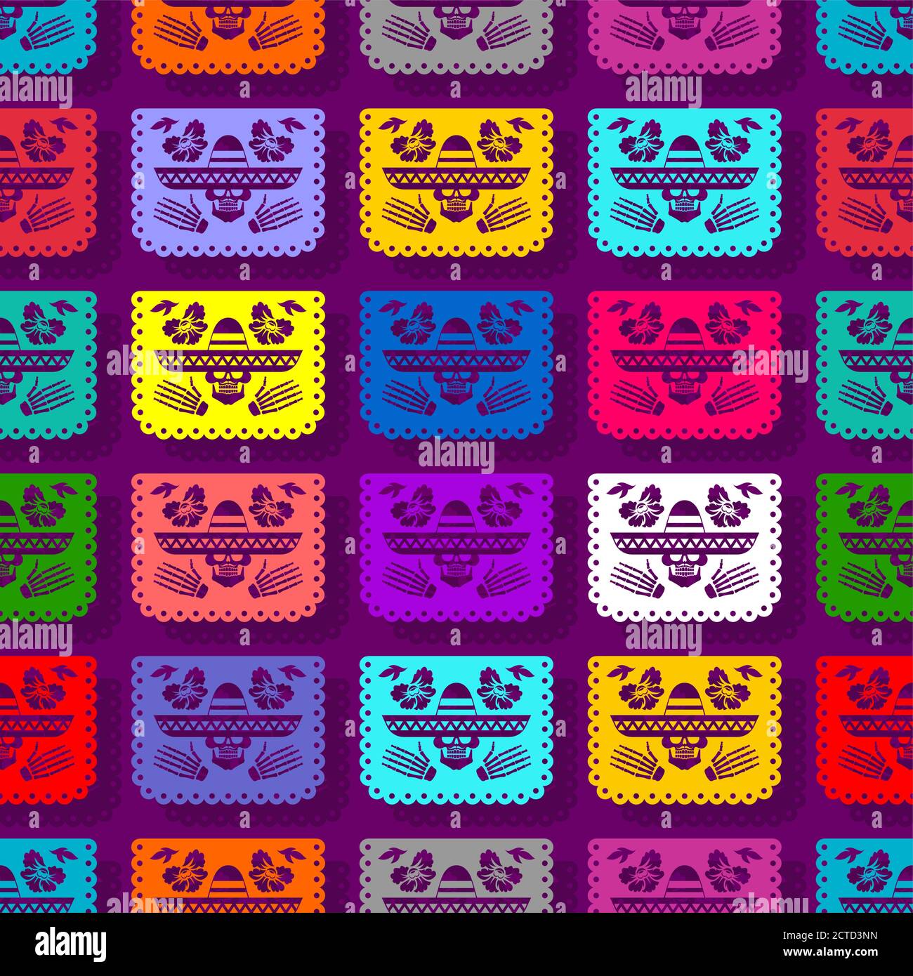 Motif Day of the Dead sans coutures. Fond de dia de Muertos. Déco crâne et squelette Illustration de Vecteur