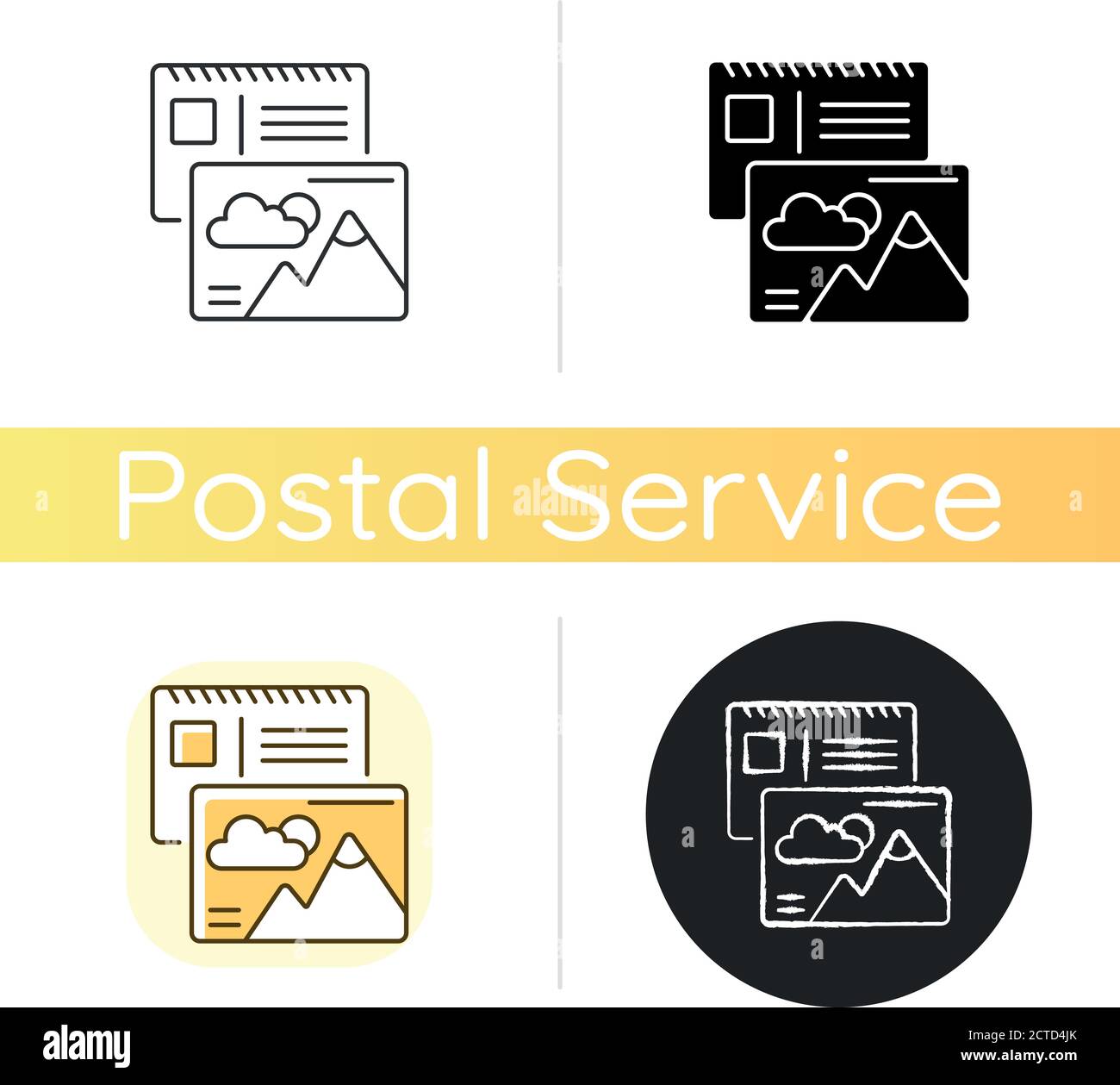 Icône blanche de cartes postales craie Illustration de Vecteur