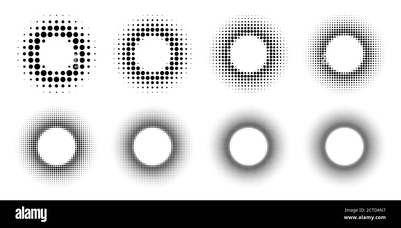 Abstrait cercles en pointillés demi-ton ensemble pop art design texture Illustration de Vecteur