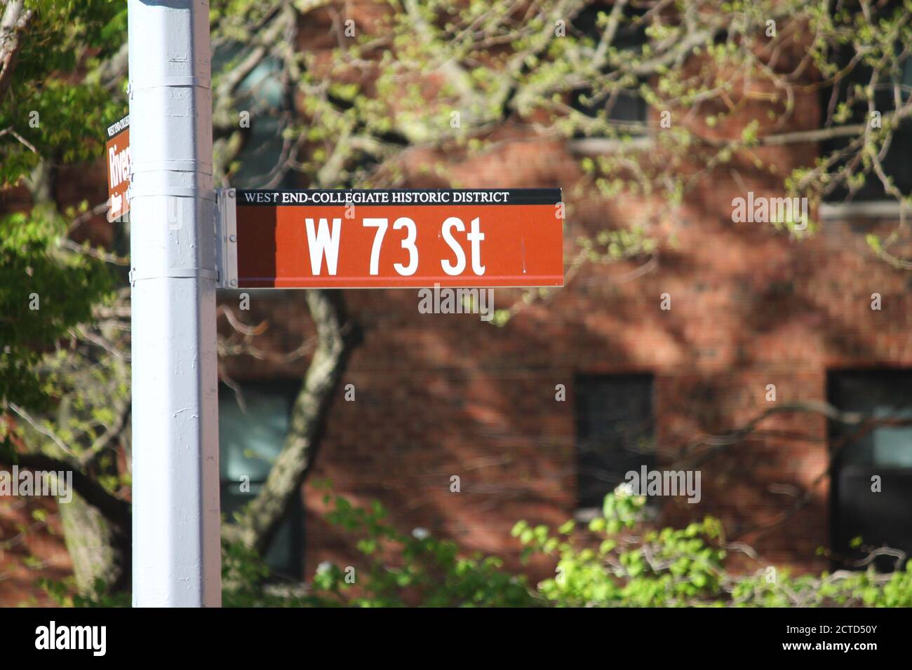 West 73e rue panneau historique dans le quartier collégial Banque D'Images