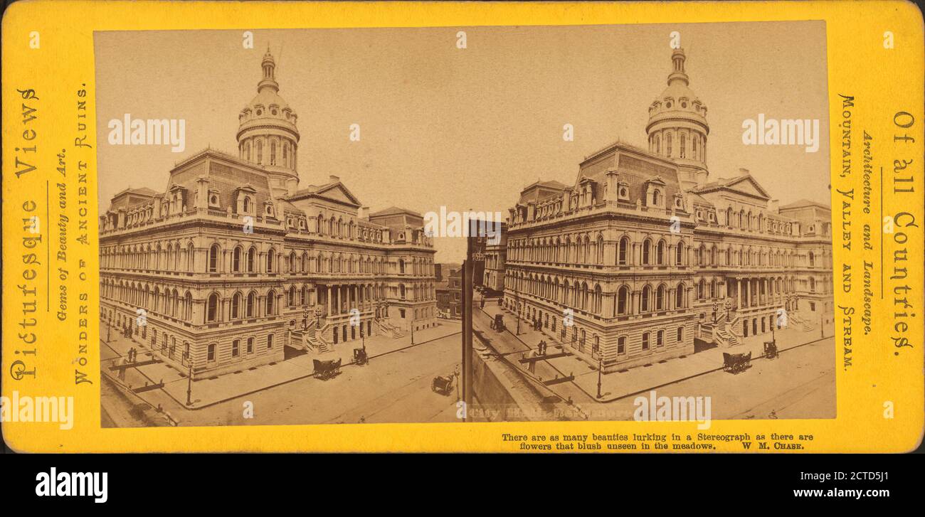 Hôtel de ville, image fixe, stéréographes, 1850 - 1930, Chase, W. M. (William M.) (env. 1818-1901 Banque D'Images