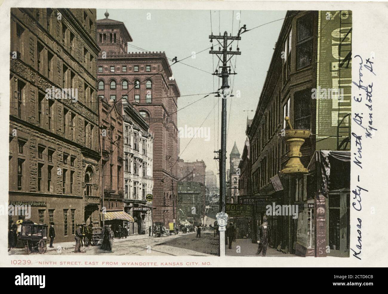 9e rue est de Wyandotte, Kansas City, Missouri, image fixe, cartes postales, 1898 - 1931 Banque D'Images