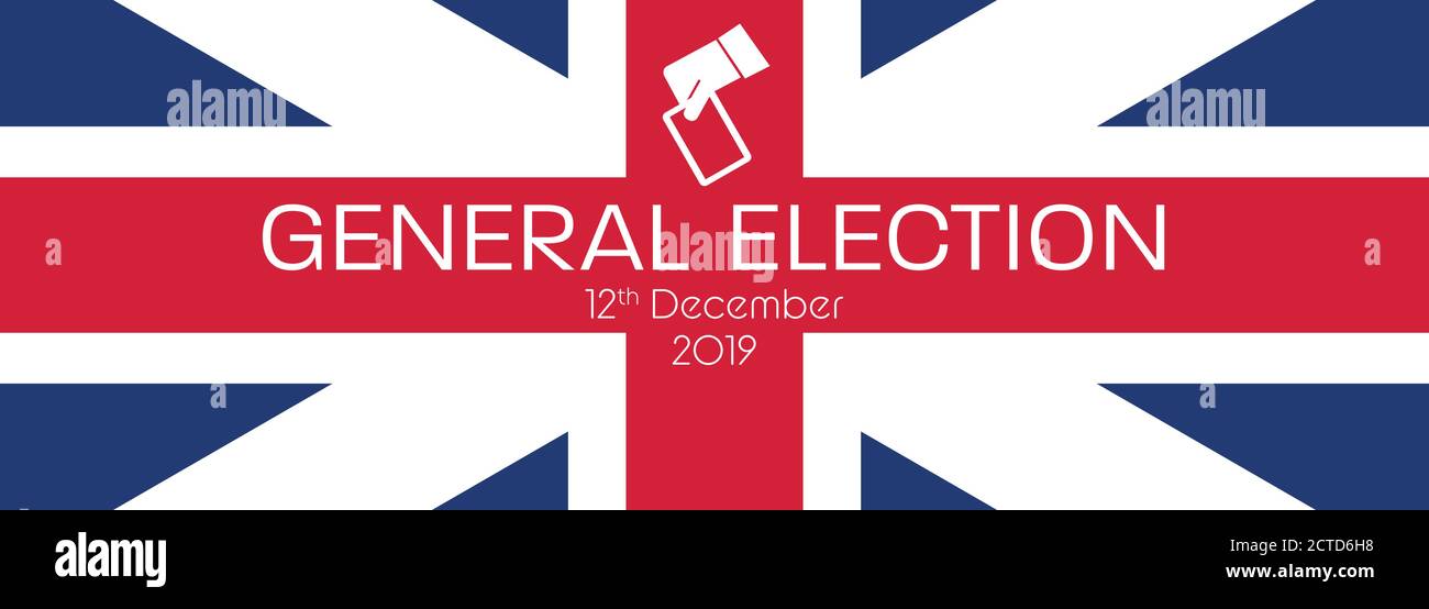 Élections au Royaume-Uni. Élection générale 12 décembre 2019. Drapeau britannique de l'Union Jack. Votez. Illustration de Vecteur