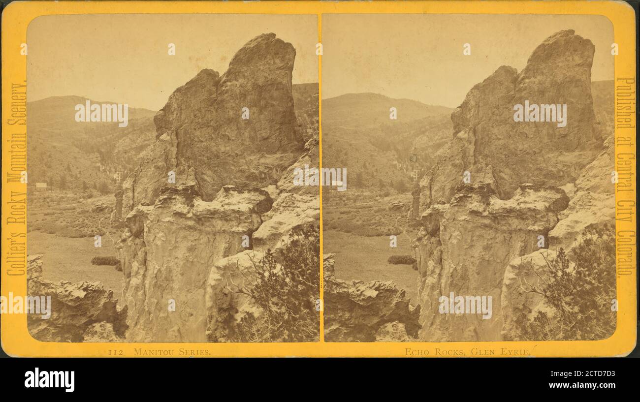 Echo Rocks, Glen Eyrie., image fixe, stéréographes, 1850 - 1930, collier, James Banque D'Images