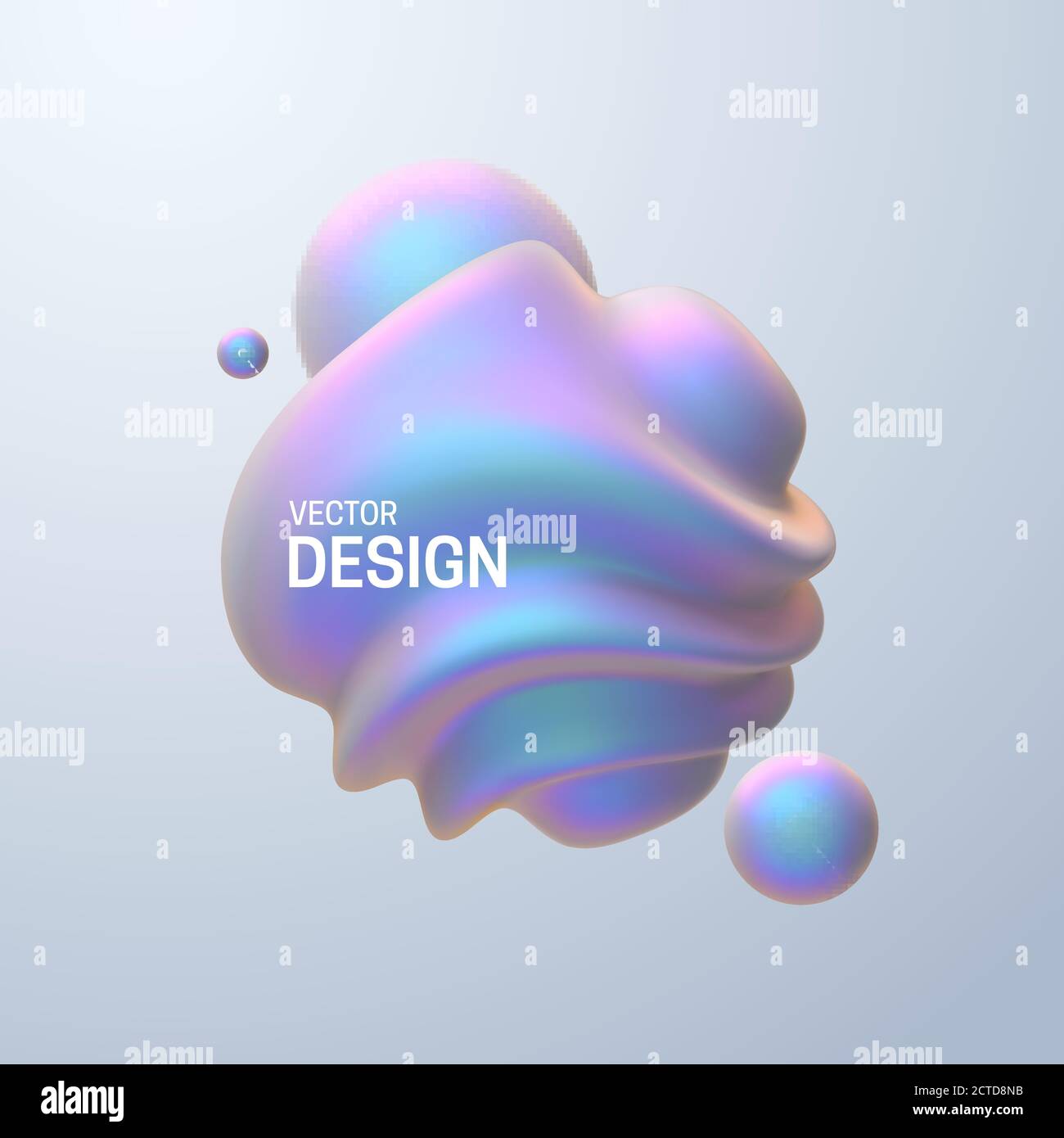 Composition abstraite avec formes sphériques 3d. Bulles nacrées. Vecteur illustration réaliste de la substance fluide. Bannière ou affiche tendance. Illustration de Vecteur