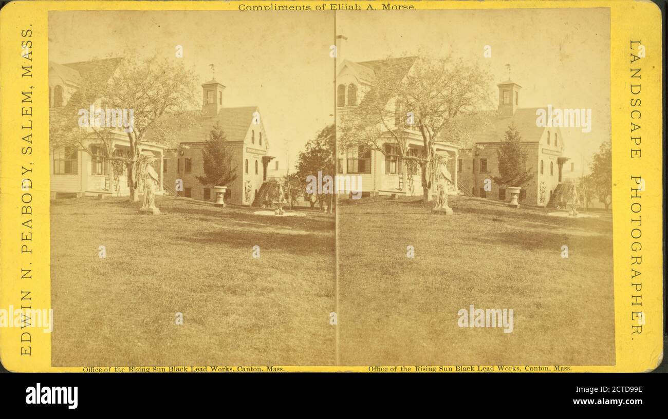 Bureau de The Rising Sun Black Lead Works, Canton, Massachusetts, image fixe, stéréographes, 1850 - 1930, Peabody, Edwin N Banque D'Images
