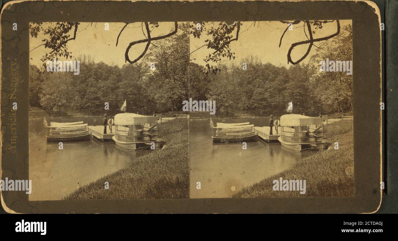 Débarquement en bateau, Druid Hill Park, Baltimore, Maryland, image fixe, stéréographes, 1850 - 1930 Banque D'Images