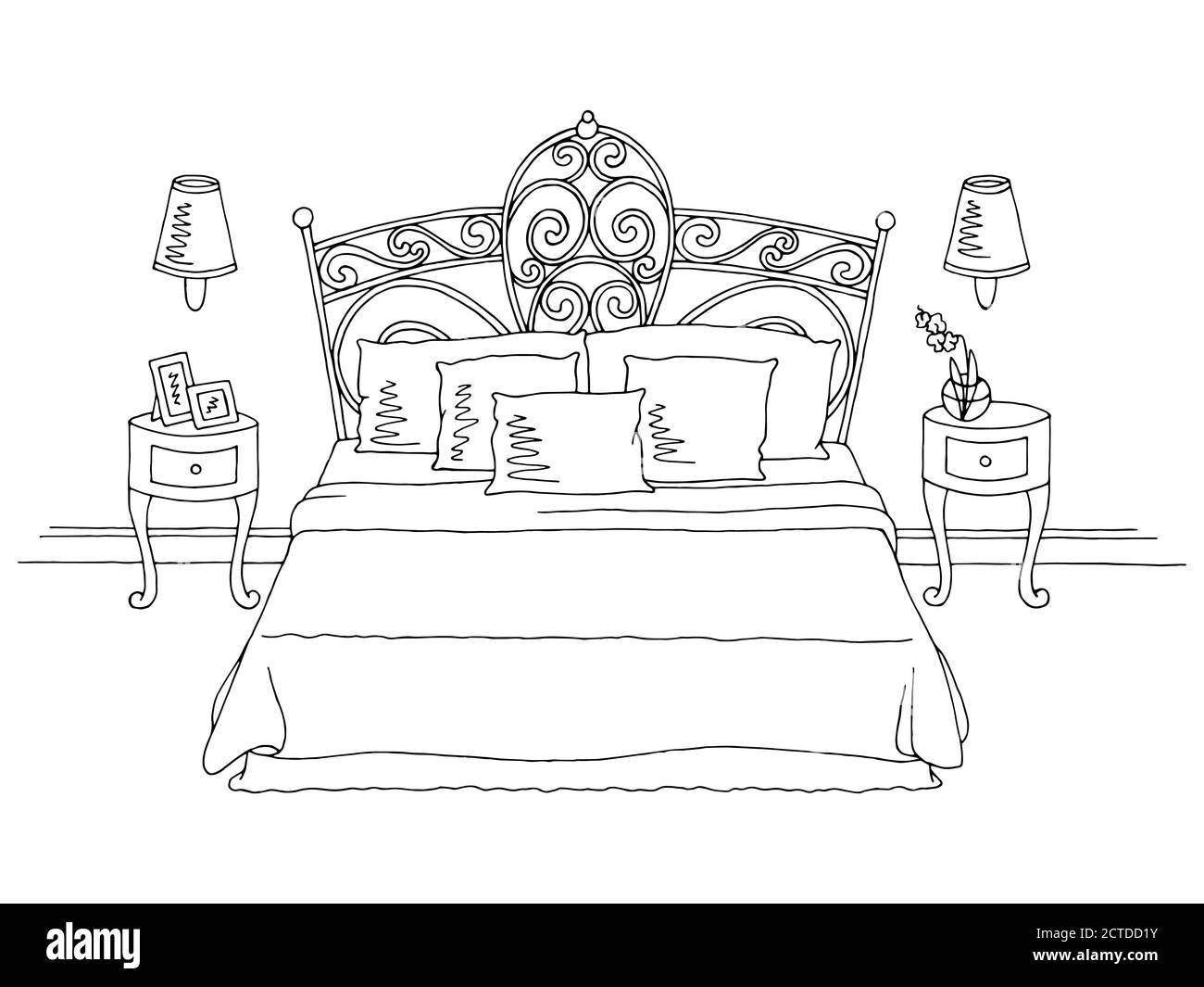 Graphique de chambre noir blanc dessin d'intérieur vecteur d'illustration Illustration de Vecteur