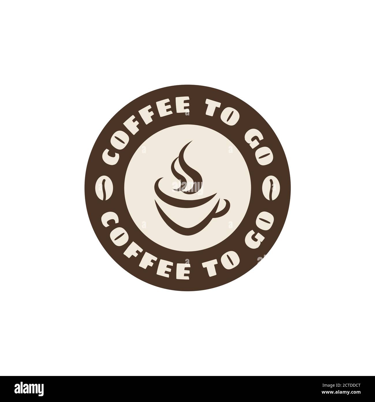 Étiquette « Coffee To Go », symbole vectoriel. Badge tasse à café à emporter pour logo et imprimé. Illustration de Vecteur