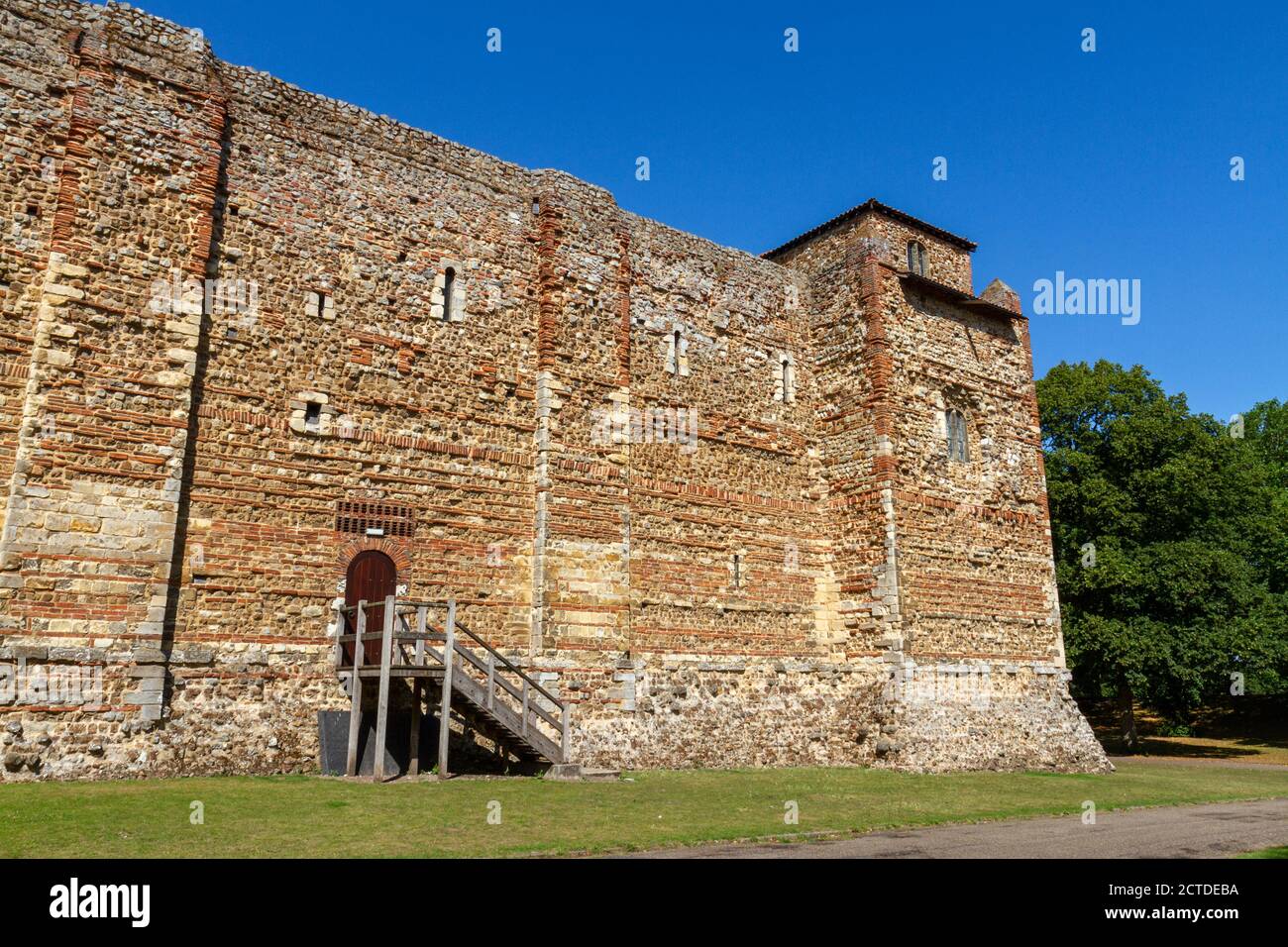 Du mur est au château de Colchester, un château normand de Colchester, Essex, Royaume-Uni. Banque D'Images