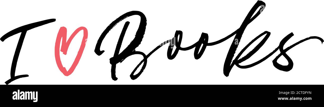 J'aime les livres moderne pinceau vecteur calligraphie. Illustration de Vecteur