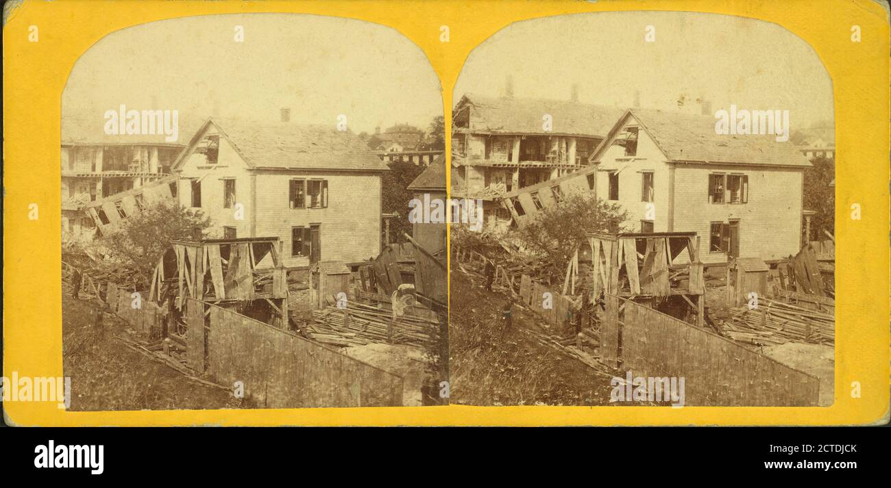 Effet de l'explosion d'une voiture de dualin sur B & A RR à Worcester, 23 juin 1870., image fixe, stéréographes, 1870, Berg, E. (fl. 1870-1879 Banque D'Images