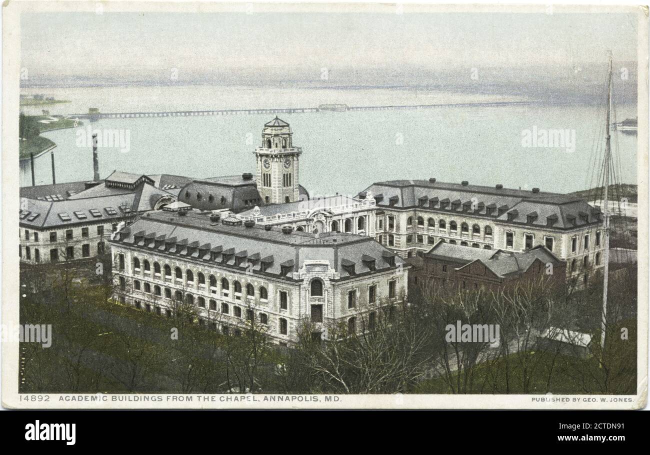 Édifice universitaire, Académie navale, Annapolis, Maryland, image fixe, cartes postales, 1898 - 1931 Banque D'Images