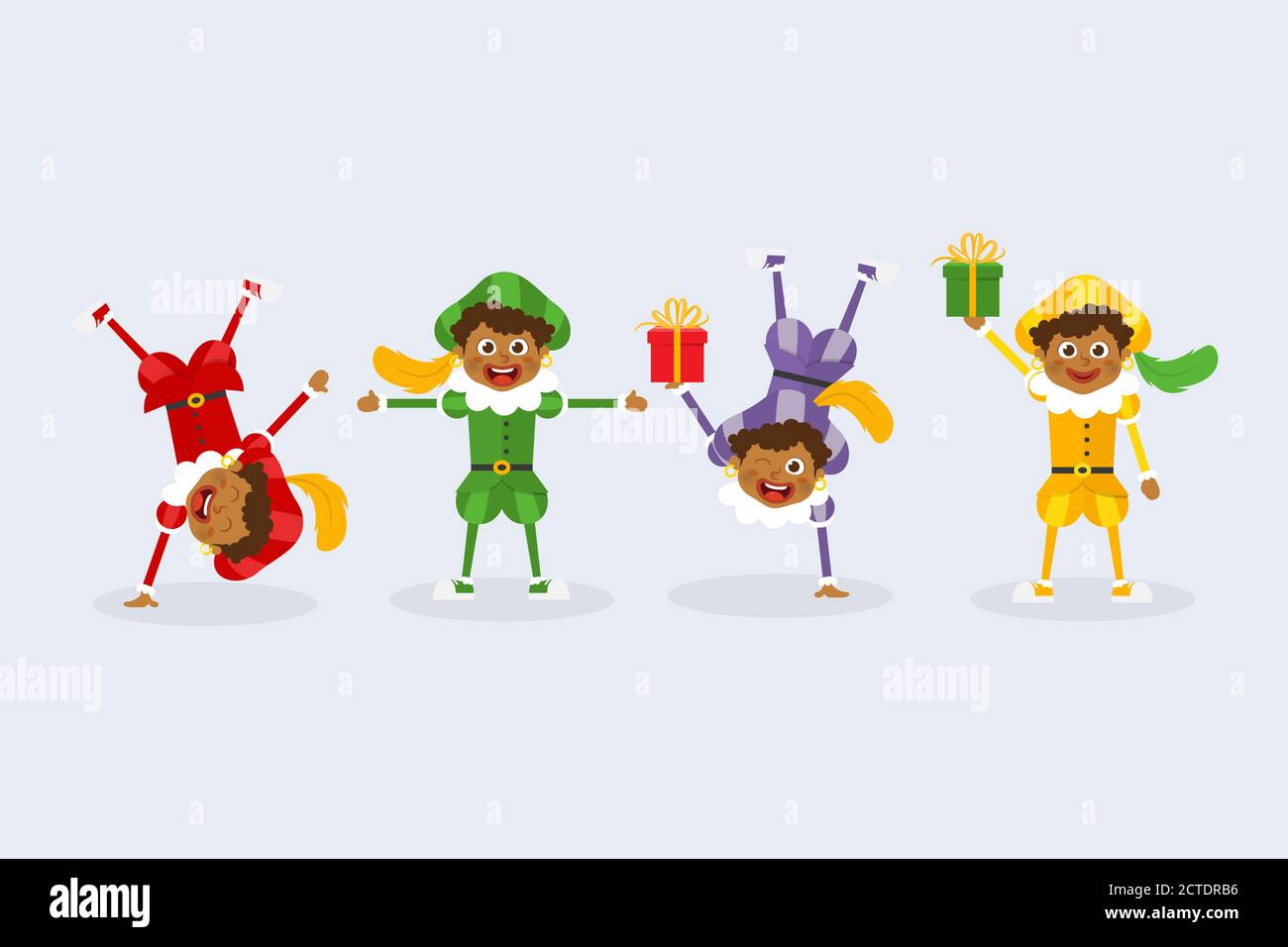 Happy Saint Nicholas Day - les enfants du folklore traditionnel hollandais avec cadeaux Illustration de Vecteur