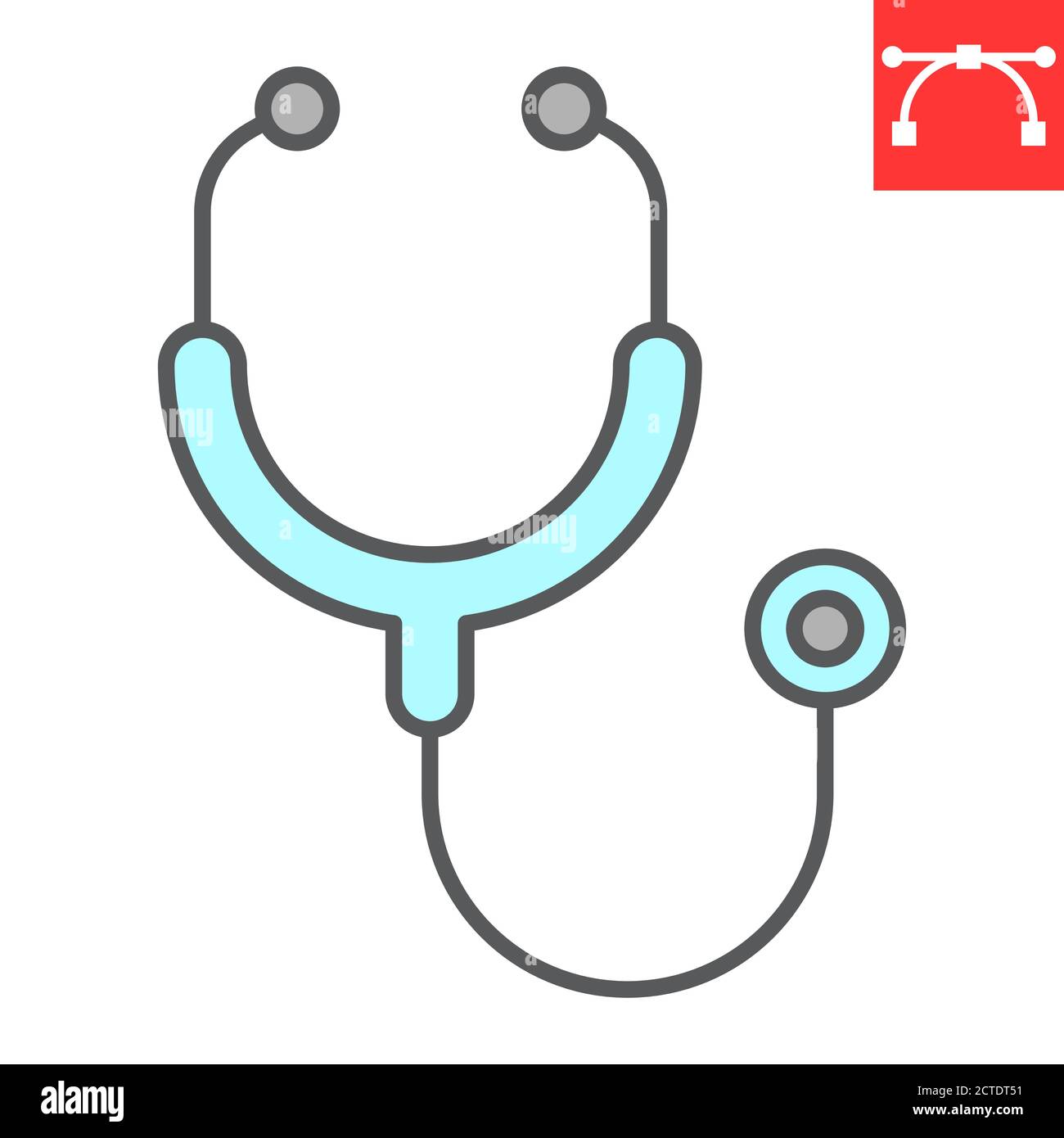 Icône de la ligne de couleur du stéthoscope, médecin et médecin, graphiques vectoriels du signe d'examen physique, icône de contour rempli de contour modifiable, eps 10. Illustration de Vecteur
