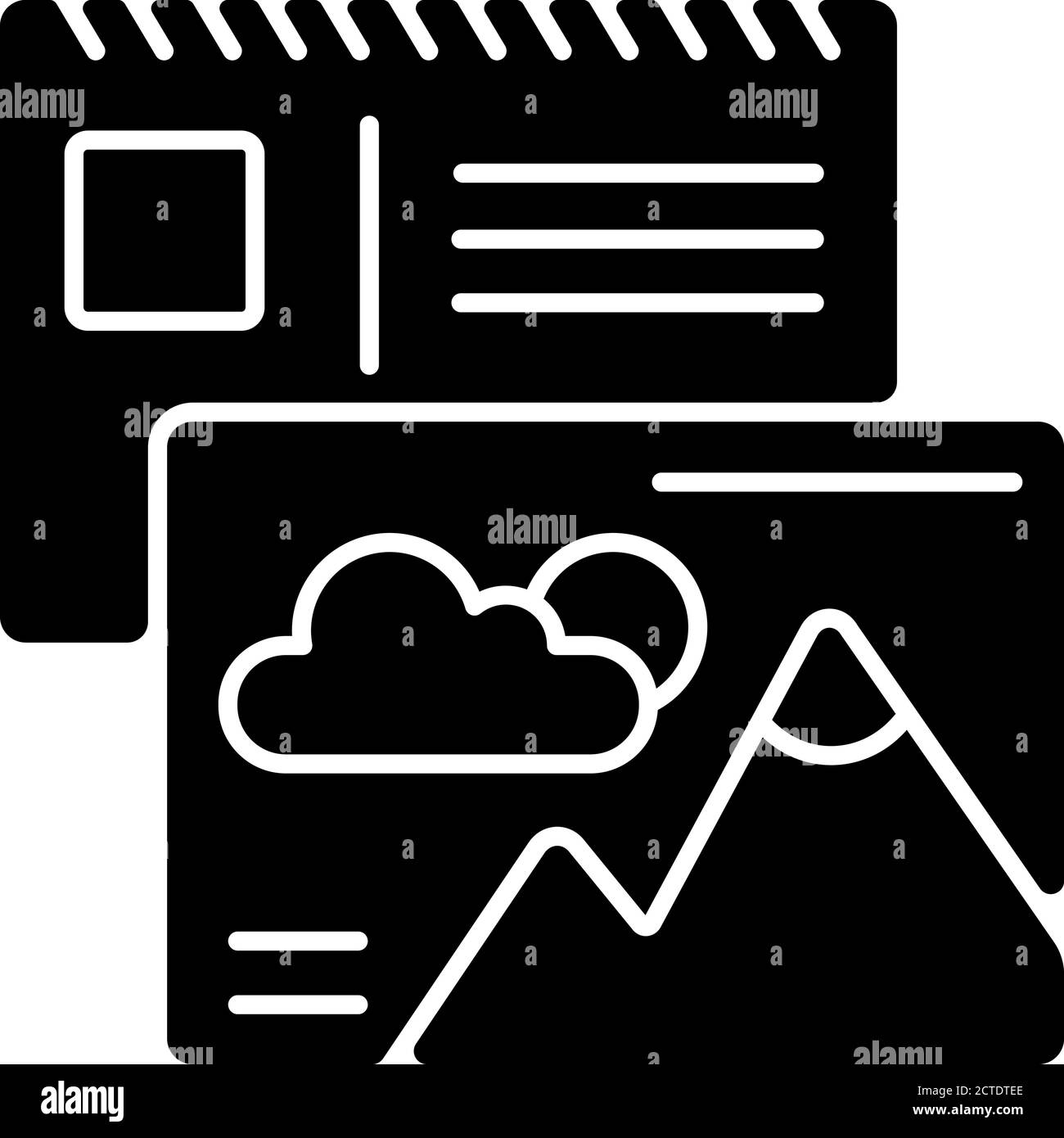 Icône de glyphe noir des cartes postales Illustration de Vecteur