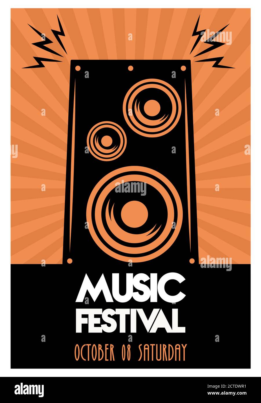 affiche du festival de musique avec haut-parleur en fond orange illustration vectorielle conception Illustration de Vecteur