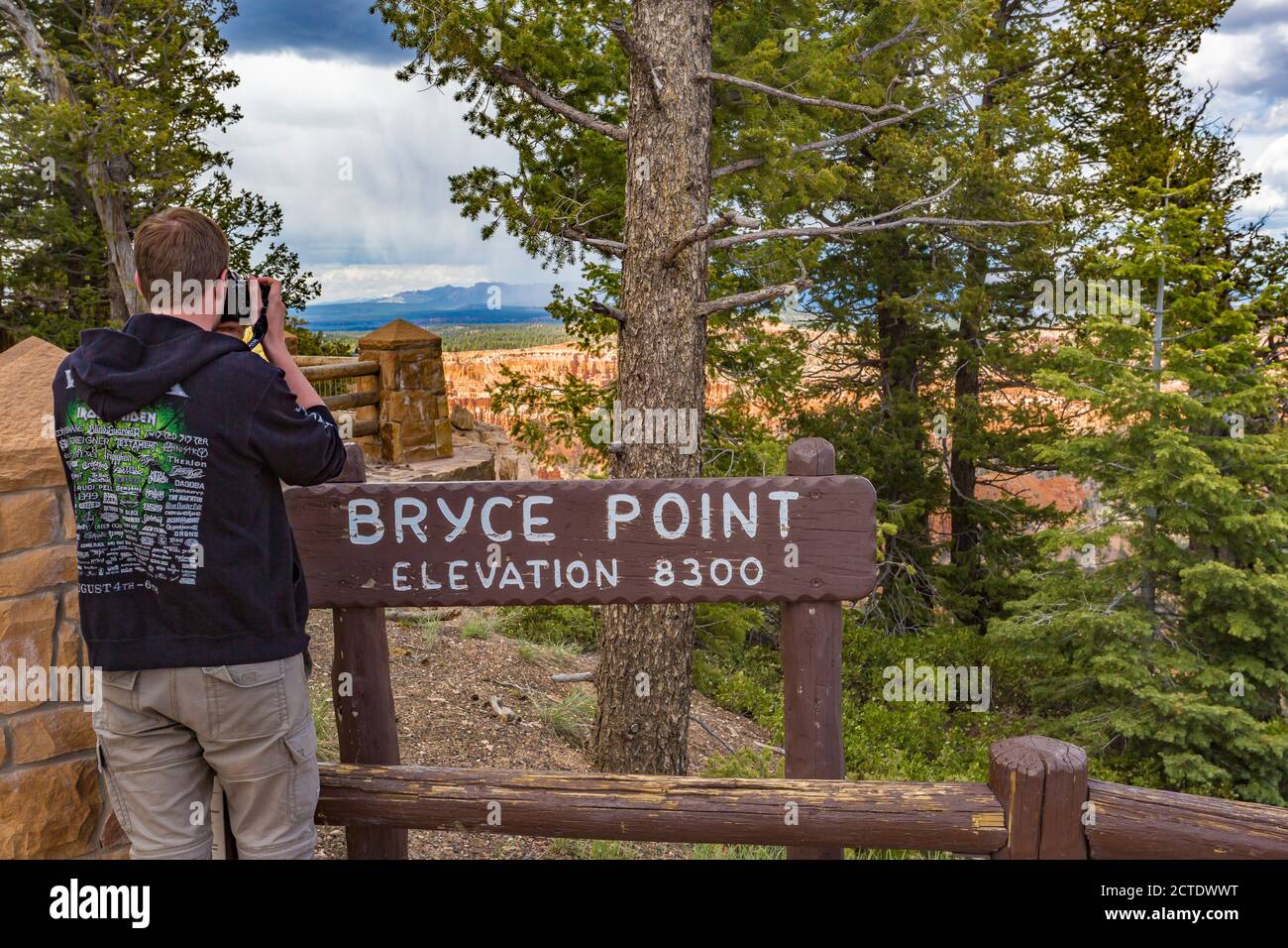 Panneau au Brice point Overlook dans le parc national de Bryce Canyon, Utah Banque D'Images