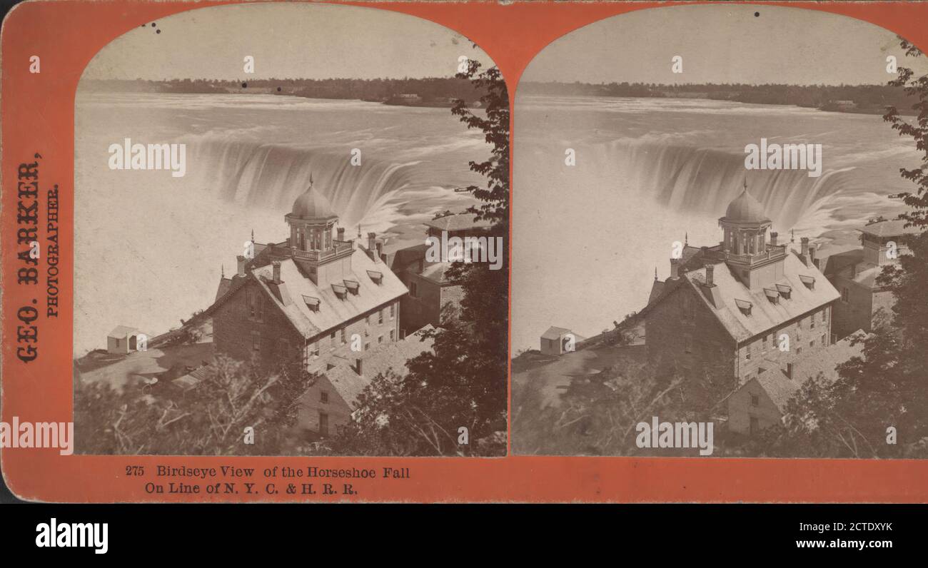 Vue BirdsEye de l'automne Horseshoe sur la ligne N. Y. C. & H. R. R.., Barker, George (1844-1894), New York (État), Niagara Falls (N.Y. et ont.), Ontario Banque D'Images