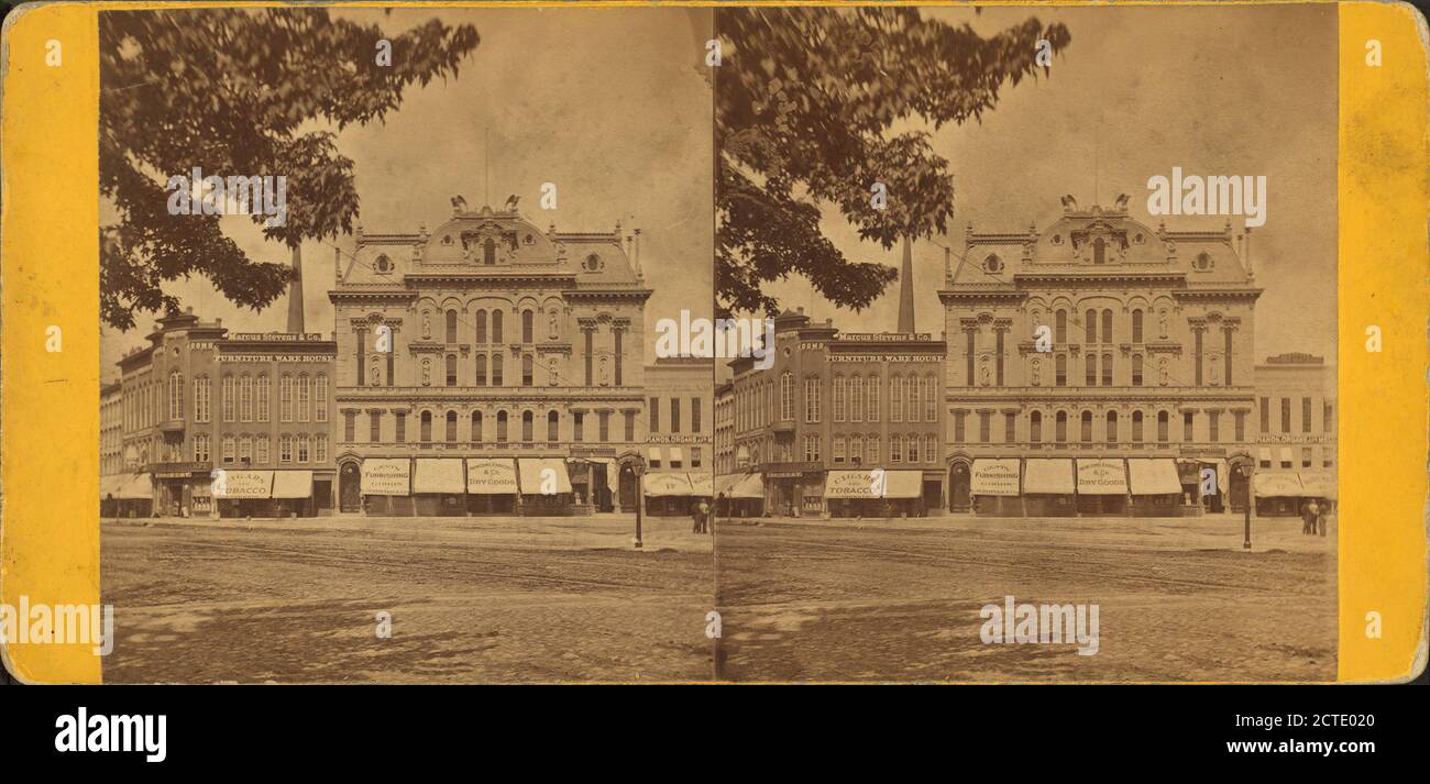 Magasins façades avec auvents, Detroit, Michigan., 1870, auvents, façades, installations commerciales, Michigan, Detroit (Mich Banque D'Images