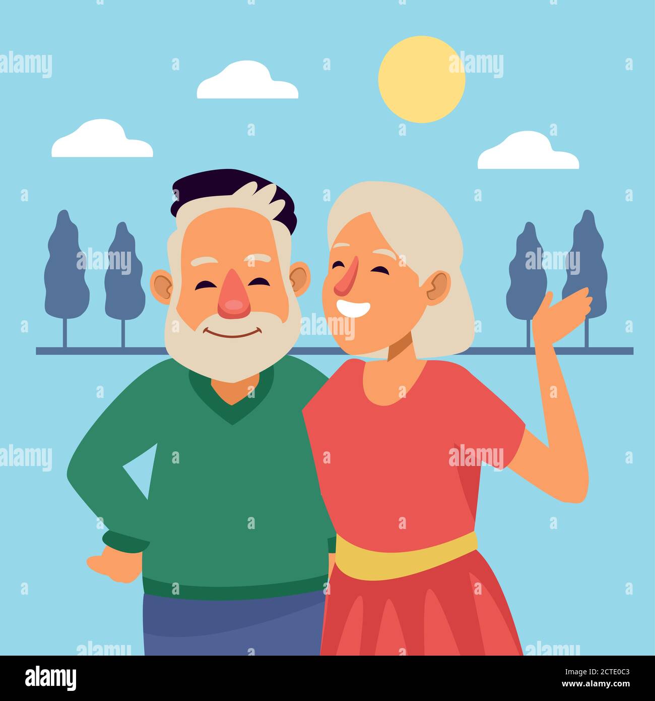 vieux couple extérieur scène active aînés personnages vecteur illustration design Illustration de Vecteur