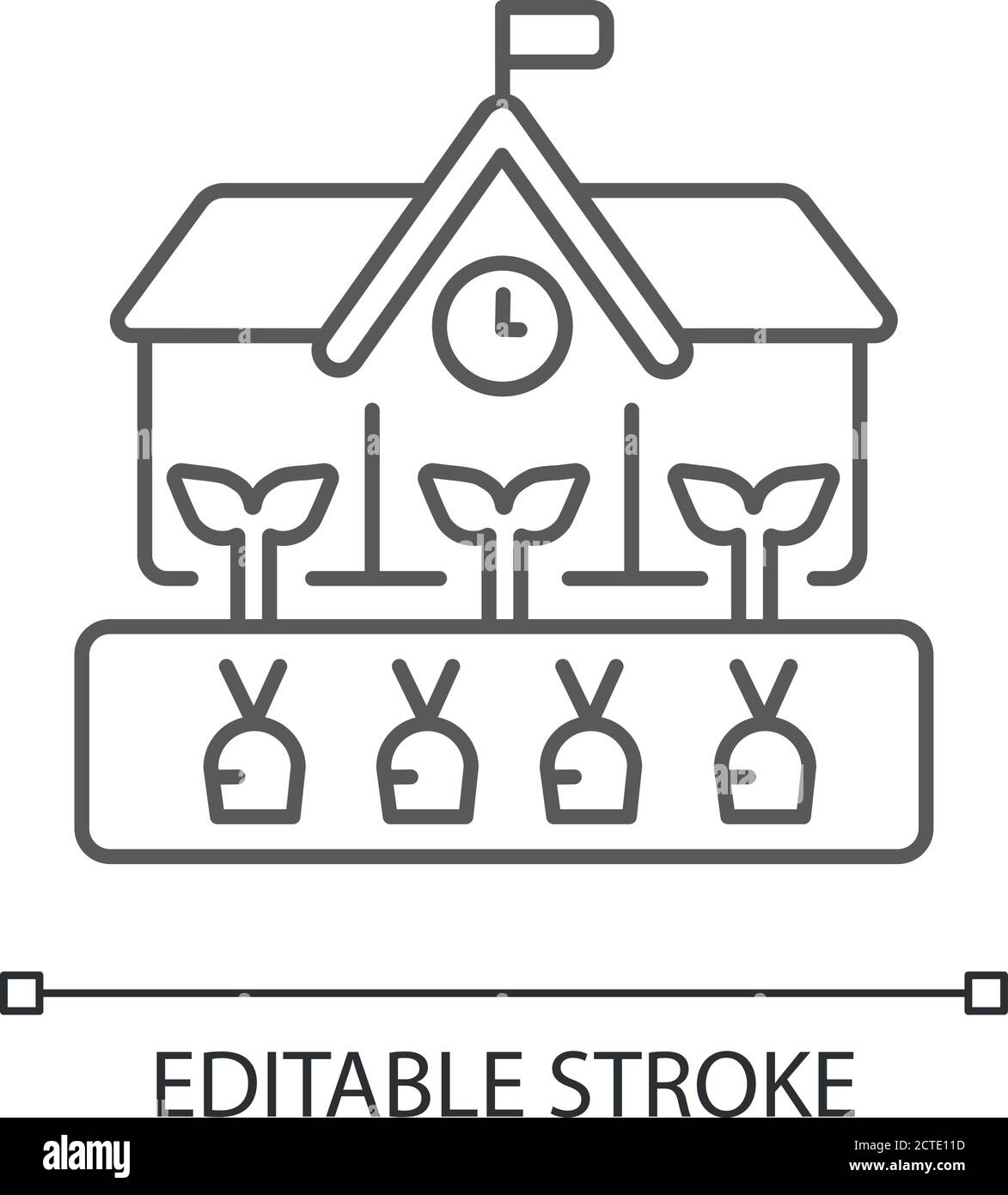 Icône linéaire jardin de l'école Illustration de Vecteur