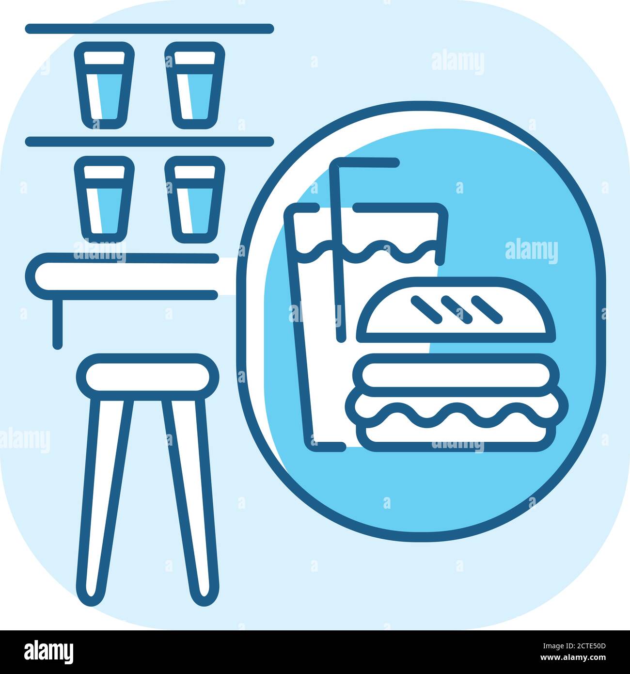 Icône de couleur RVB bleu du snack-bar Illustration de Vecteur