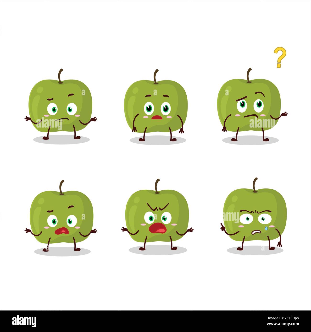 Personnage de dessin animé de pomme verte avec quelle expression Illustration de Vecteur